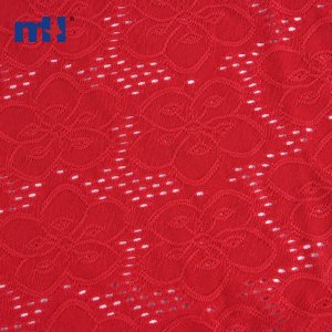 Bright Red Flower Stretch Lace Fabric