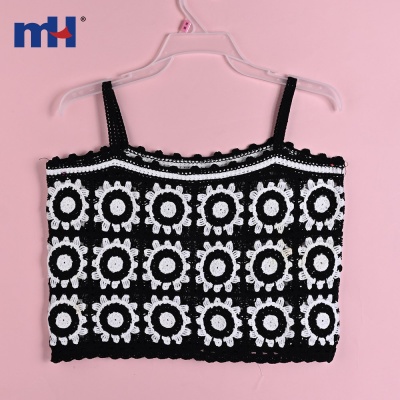 Black and White Crochet Fabric