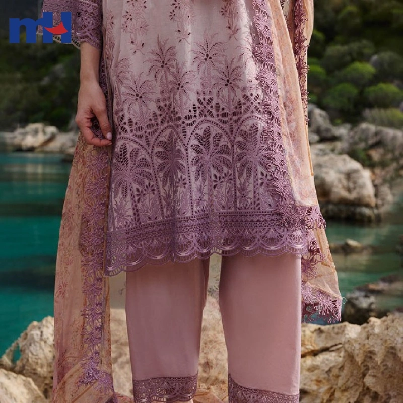 Ombre Embroidered Cotton Fabric